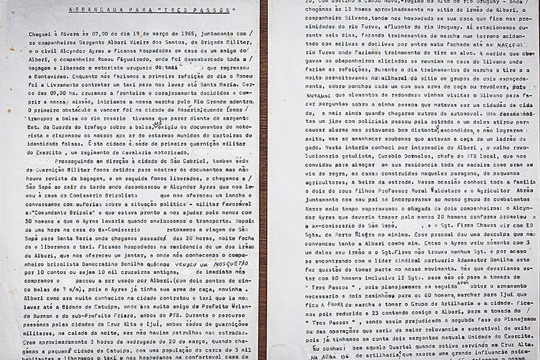O lder da guerrilha, Jefferson Cardim Osrio, escreveu seu dirio no exlio entre 1968 e 1969